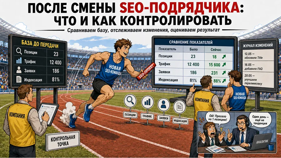 После смены подрядчика: как контролировать позиции, трафик и результат